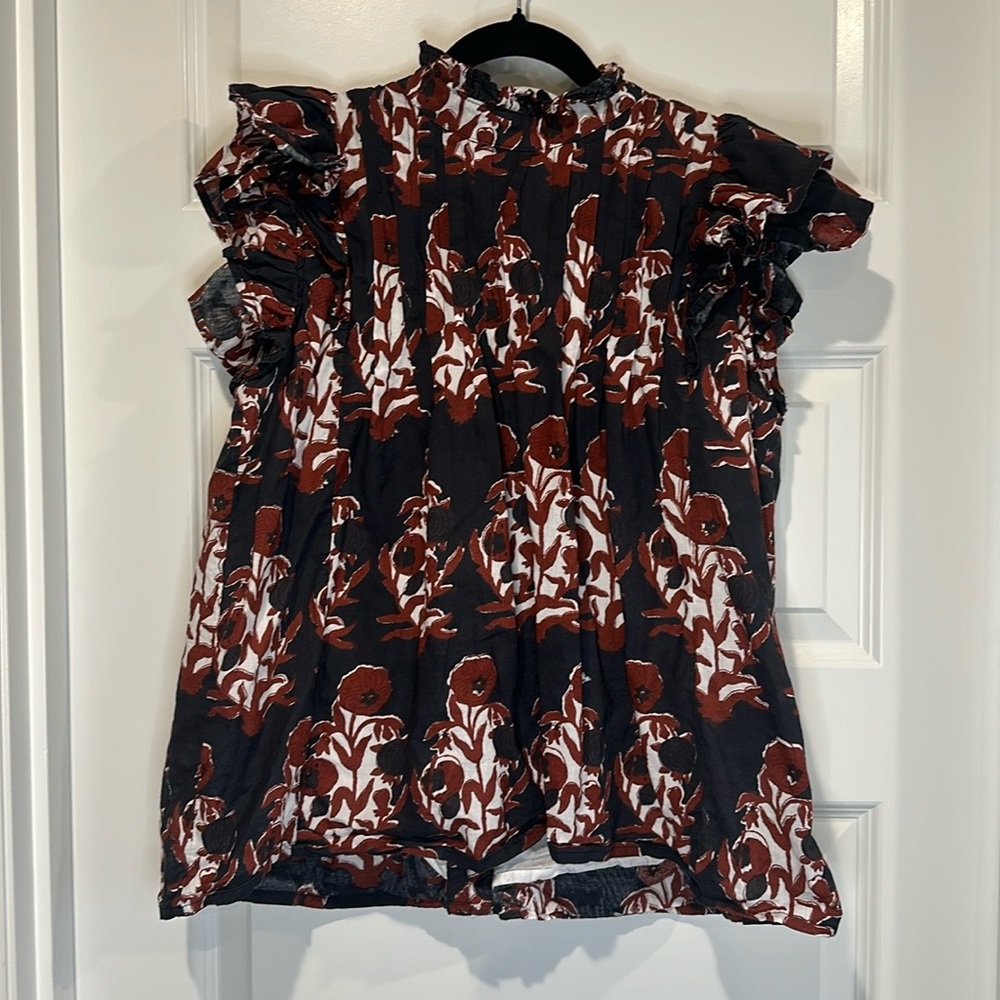 Victoria Dunn Floral Ruffled Sleeve Blouse